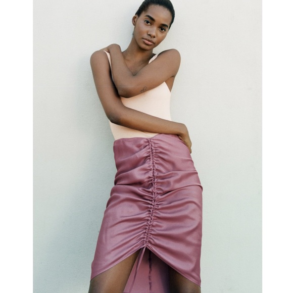 SATIN EFFECT DRAPED SKIRT - Picture 2 of 8